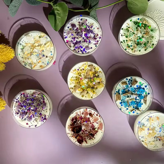 Set of 6 Crystal Stone Dried Candles